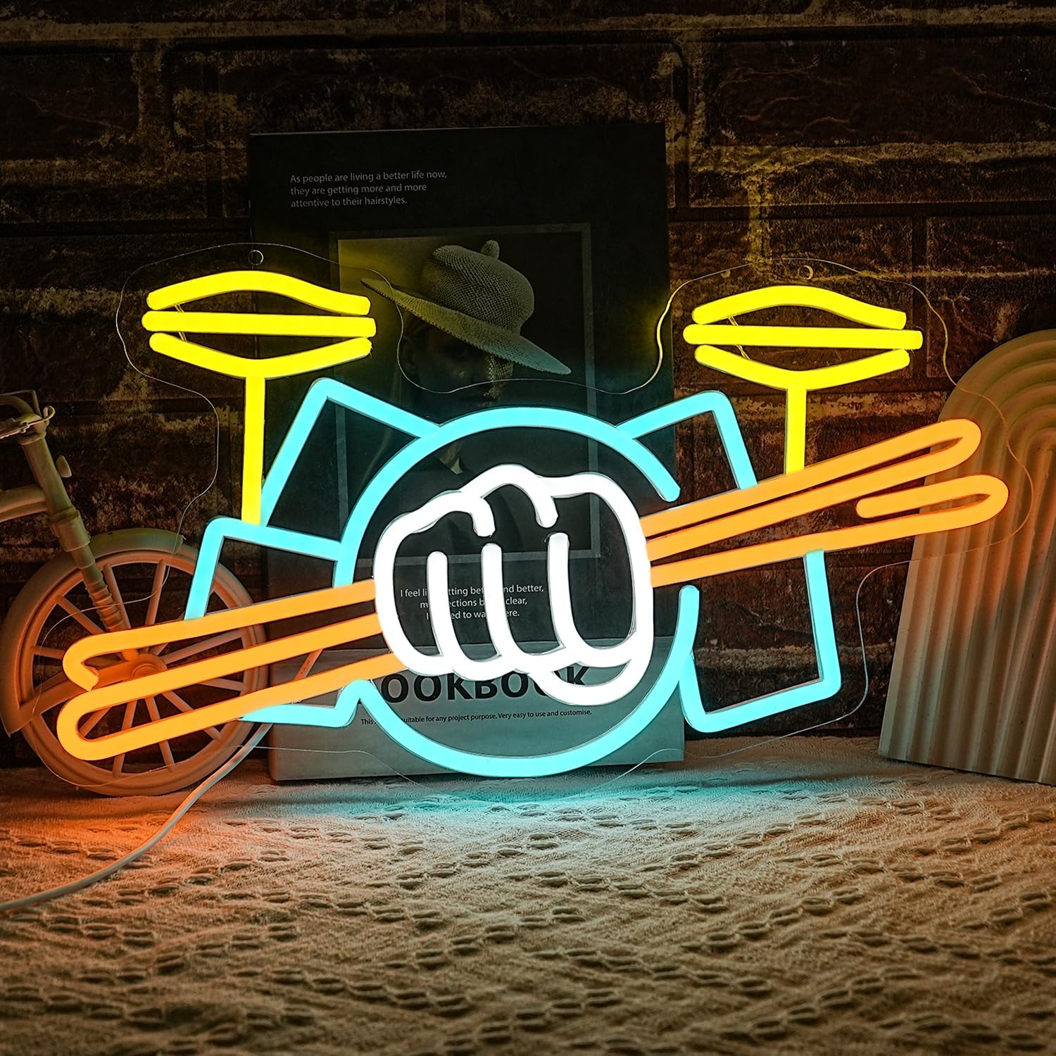 Drum Set Neon Sign USB Powered - đánh giá và giá Musical Instruments